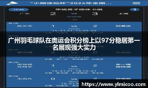 广州羽毛球队在奥运会积分榜上以97分稳居第一名展现强大实力